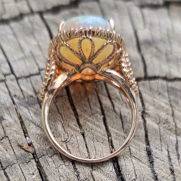 OPAL DIAMOND RING SOLID 14K ROSE GOLD - Picture 14 of 16